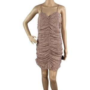 Lulus Walk The Walk Ruched Floral Mini Dress Dusty Rose M